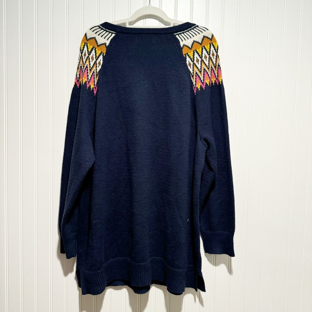 Old Navy Fair Isle Sweater Navy Blue Plus Size 3X Tunic Length - Picture 5 of 5